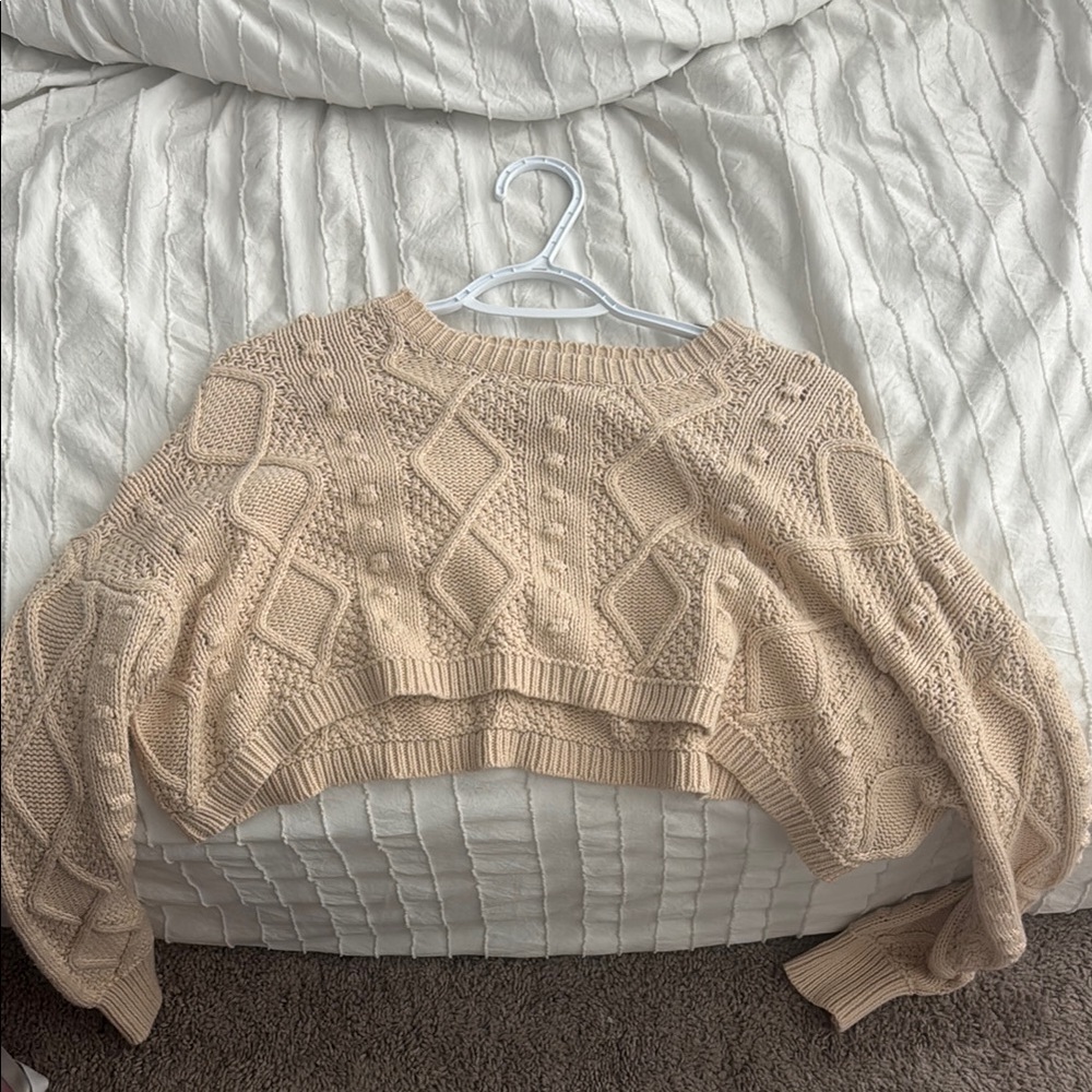 Cable Knit Cream Sweater - Picture 1 of 3